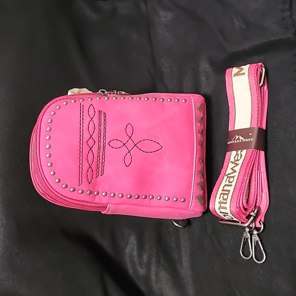NWT!! Montana West Boot Stitch Sling 🎒 bag pink 💗 or turquoise 💚 - Picture 2 of 10